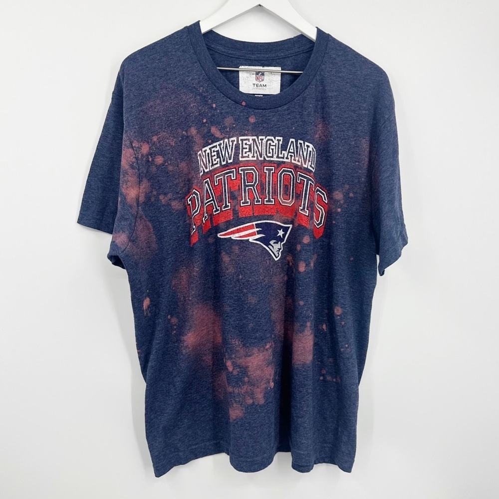 NFL New England Patriots Custom Bleach Splatter Short Sleeve Shirt Size 2XL